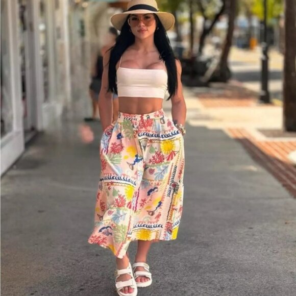 Zara 2-piece PATCHWORK PRINT TOP and PATCHWORK PRINTED CAPE SKIRT - Picture 7 of 11